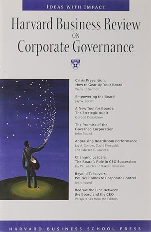 Harvard Business Review on Corporate Governance by Harvard Business Review [rare books]