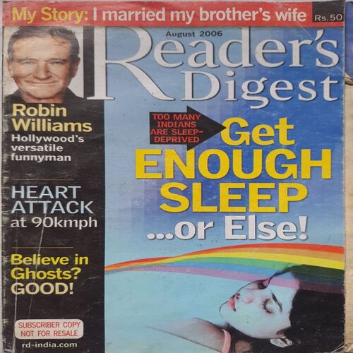 Readers Digest August - 2006 Get Enough Sleep...Or Else [rare book]