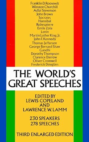 The World's Great Speeches by Lewis Copeland | L. Lamm [rare books]